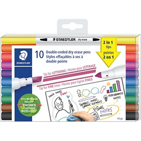 Staedtler STD3010TB10A6 Twin Tip Dry Erase Marker