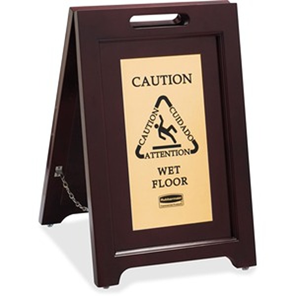 UPC 756381591520 product image for Wood Caution Floor Executive 2-Sided Sign | upcitemdb.com