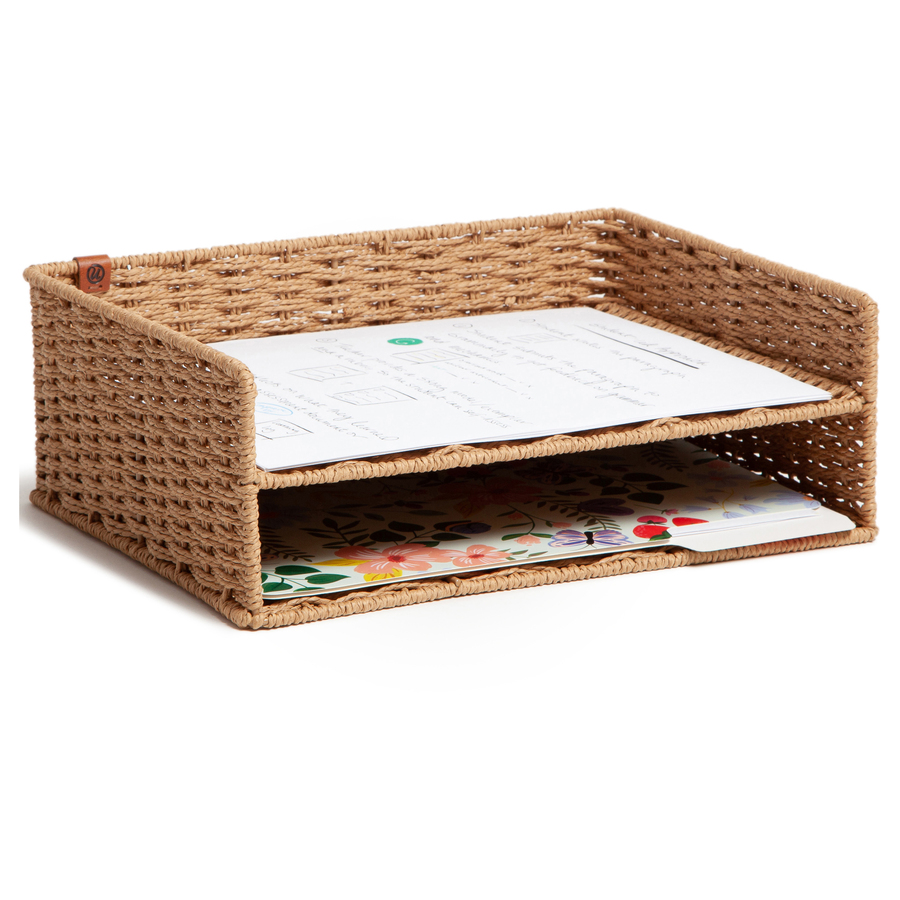 UBR6085U0106 2 Tire Woven Paper Tray, Brown