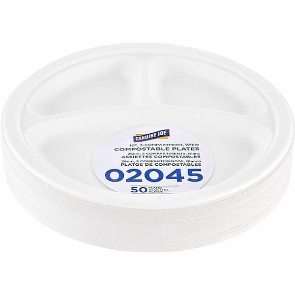 GJO02045 Compostable Plate, 10 in., 3 Compartment
