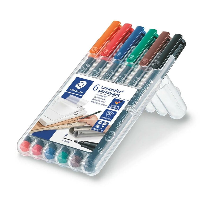 Staedtler STD318WP6 Universal LumoColor Permanent Marker, Fine - Pack of 6