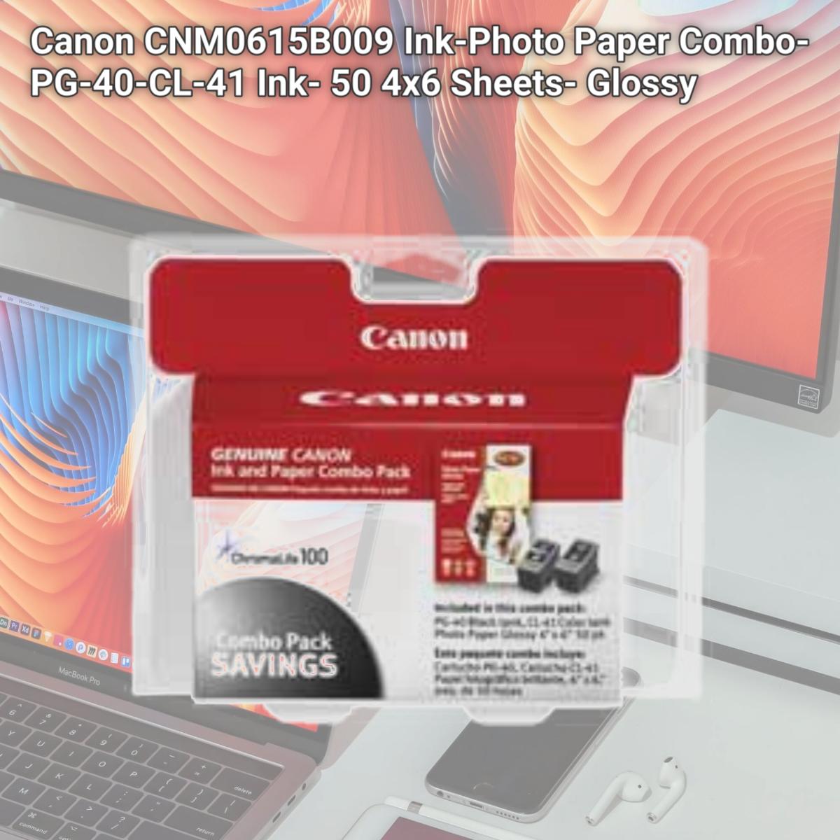 Picture of Canon CNM0615B009 Ink-Photo Paper Combo- PG-40-CL-41 Ink- 50 4x6 Sheets- Glossy