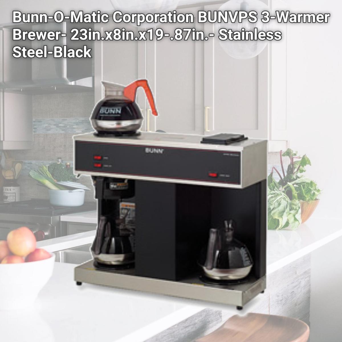 Picture of Bunn-O-Matic Corporation BUNVPS 3-Warmer Brewer- 23in.x8in.x19-.87in.- Stainless Steel-Black