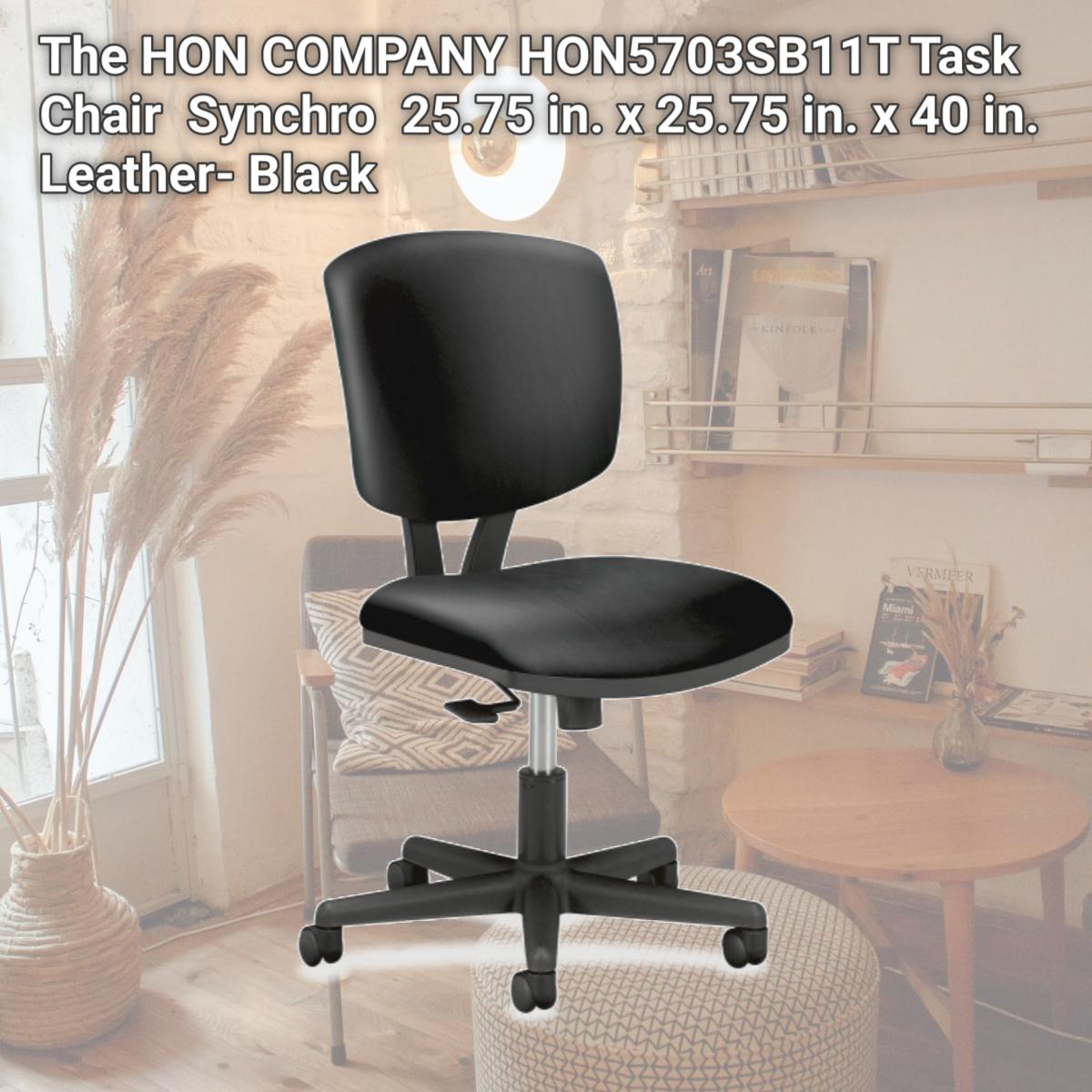 Picture of The HON COMPANY HON5703SB11T Task Chair  Synchro  25.75 in. x 25.75 in. x 40 in.  Leather- Black