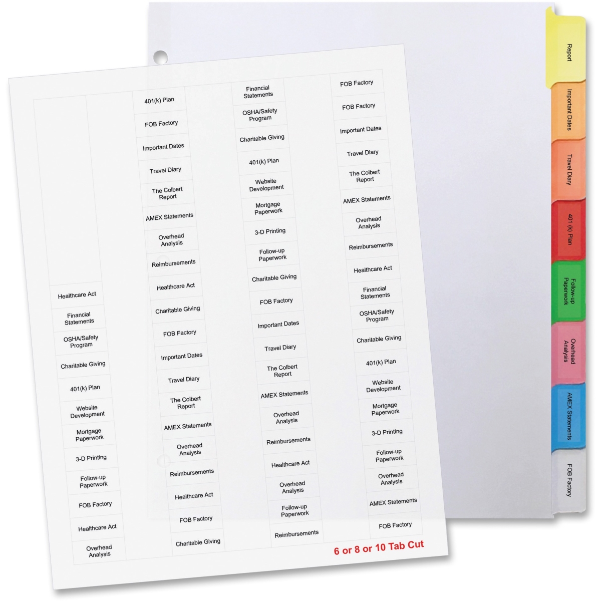 Bsn99815 Assorted Index Divider - No Of Tab 8, White