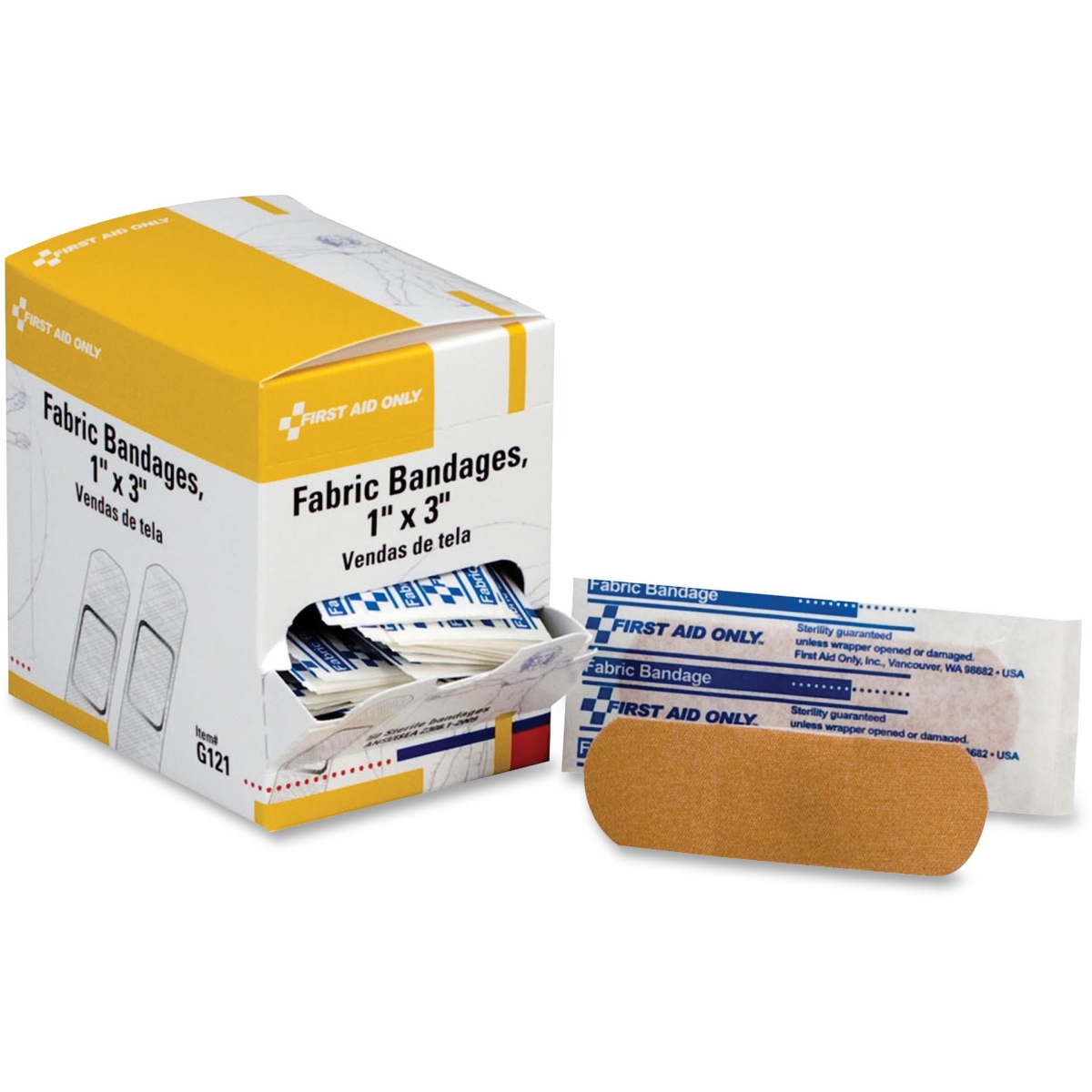 Faog121 1 X 3 In. Fabric Bandages - White, 50 Per Box