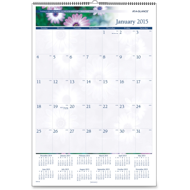 At A Glance AAGPM4428 16 x 23 in. Floral Wall Calendar - Black At A Glance AAGPM4428 16 x 23 in. Floral Wall Calendar - Black