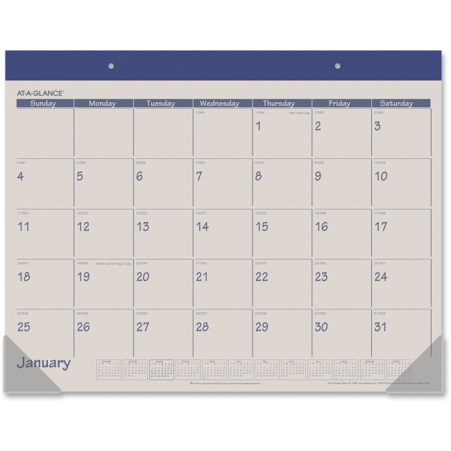 At A Glance AAGSK2517 Monthly Fashion Desk Pad Calendar - Blue At A Glance AAGSK2517 Monthly Fashion Desk Pad Calendar - Blue