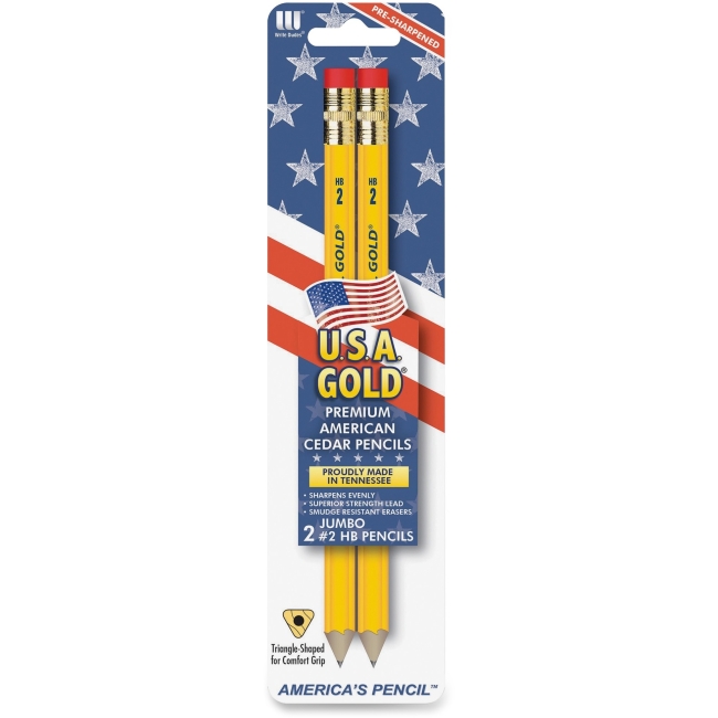 Bdudtn77 Usa Gold Write Dudes Sharpened Jumbo Pencil, Wood - Pack Of 2