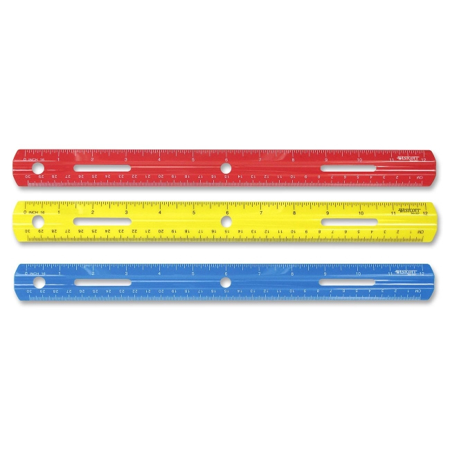 Acm10526 12 In. Durable Plastic Ruler, Plastic - Assorted Color