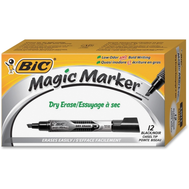 Gelit11bk Chisel Tip Dry Erase Magic Markers, Acrylic Fiber - Black