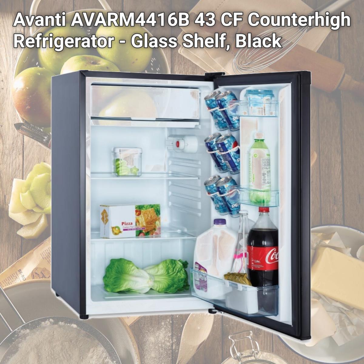 Picture of Avanti AVARM4416B 43 CF Counterhigh Refrigerator - Glass Shelf, Black