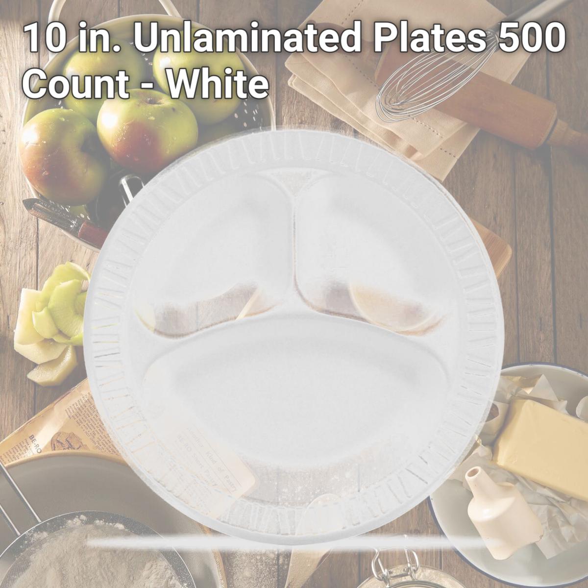 Picture of Solo Foodservice DCC10CPWCR 10 in. Unlaminated Plates, 500 Count - White