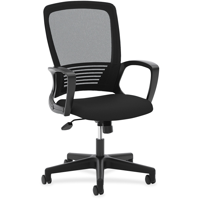 Bsxvl525es10 High-back Mesh Task Chair With Fixed Loop Arms, Plastic - Black