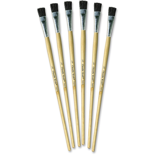 Chenille Kraft CKC5936 0.5 in. Wood Easel Brushes Black - Set of 6 Chenille Kraft CKC5936 0.5 in. Wood Easel Brushes Black - Set of 6