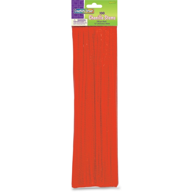 Chenille Kraft CKC711206 12 in. Polyester Chenille Stems 4 mm Red - Pack of 100 Chenille Kraft CKC711206 12 in. Polyester Chenille Stems 4 mm Red - Pack of 100