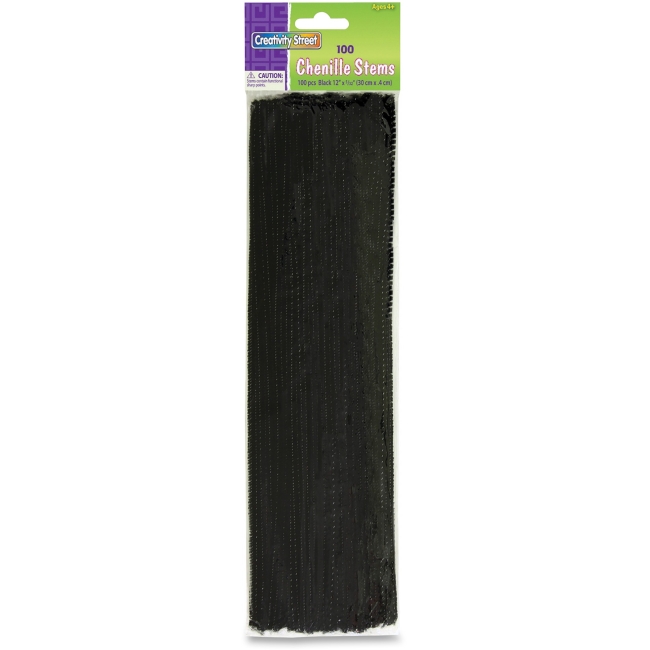 Compucessory CKC711203 Chenille Stems Polyester 4 mm Black - Pack of 100 Compucessory CKC711203 Chenille Stems Polyester 4 mm Black - Pack of 100