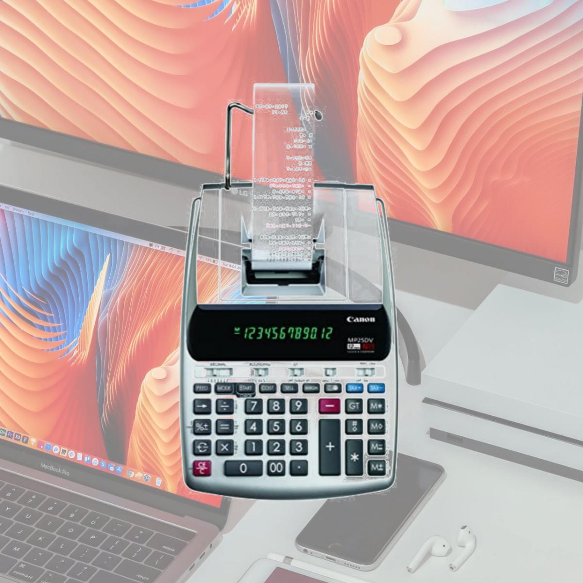 Picture of Canon CNMMP25DV3 Desktop Printing Calculator 12 Digit with Currency Conversion, Clock & Calendar