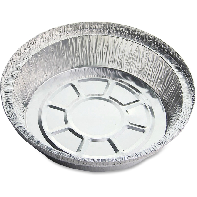 7 In. Round Aluminum Food Container Set, Silver