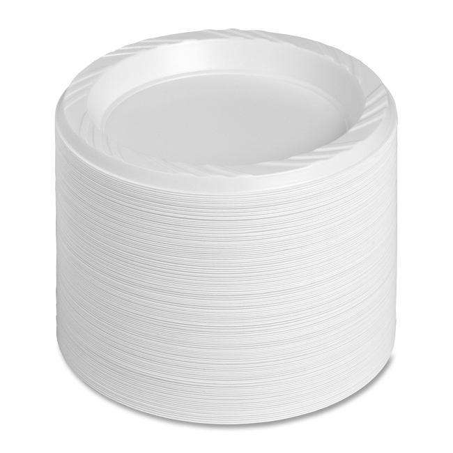 6 In. Plastic Round Plates - White