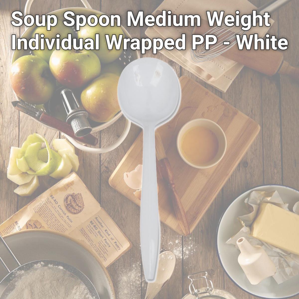 Picture of Micromicr GJO20003 Soup Spoon Medium Weight Individual Wrapped PP - White