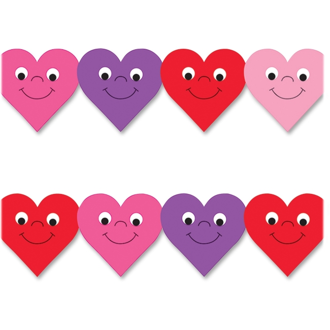 Hyx33618 3 X 36 In. Happy Hearts Design Border Strips, Pack Of 12