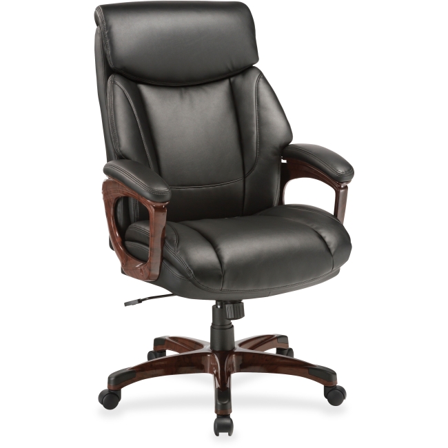Llr59493 45.5 X 28 X 31.8 In. High Back Leather Chair - Black & Mahogany