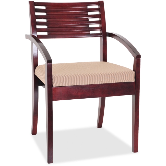 34 X 23.3 X 24.8 In. Solid Wood Guest Chair - Mahogany & Beige