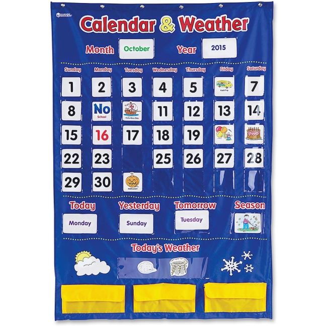 Learning Resources LRNLER2418 Calendar & Weather Pocket Chart - Multi Color 138 Piece Learning Resources LRNLER2418 Calendar & Weather Pocket Chart - Multi Color 138 Piece