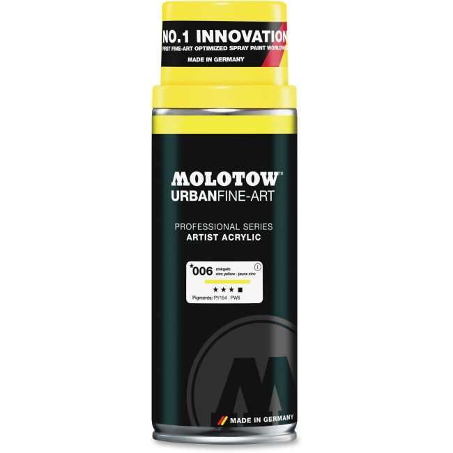 Molotow MLW337004 13.5 oz. UrbanFine-Art Artist Acylic Spray Paint - Yellow Molotow MLW337004 13.5 oz. UrbanFine-Art Artist Acylic Spray Paint - Yellow