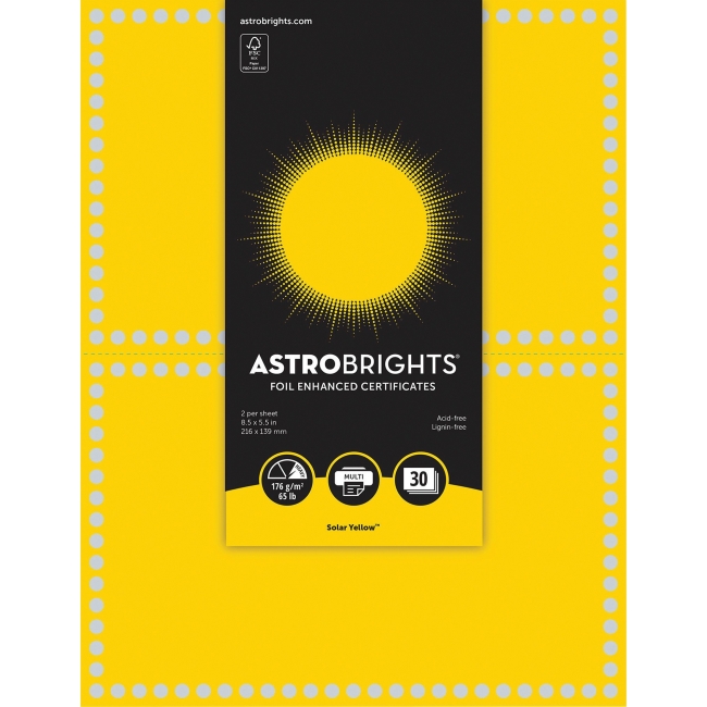 Astrobrights NEE91106 8.5 x 11 in. Foil Enhanced Dots Certificates - Yellow Astrobrights NEE91106 8.5 x 11 in. Foil Enhanced Dots Certificates - Yellow