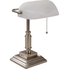 Llr99955 15 In. Classic Bankers Lamp, Silver