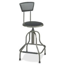 Diesel Series High Base Stool With Back, Silver