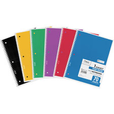 Spiral Bound 1-Subject Notebooks, Assorted Color