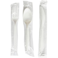 1 Fork Medium Weight Individual Wrapped Eating Utensils, White
