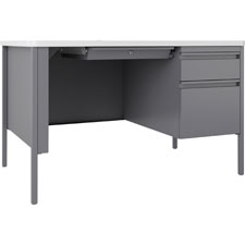 Llr66942 Fortress Series Teachers Desk, Platinum