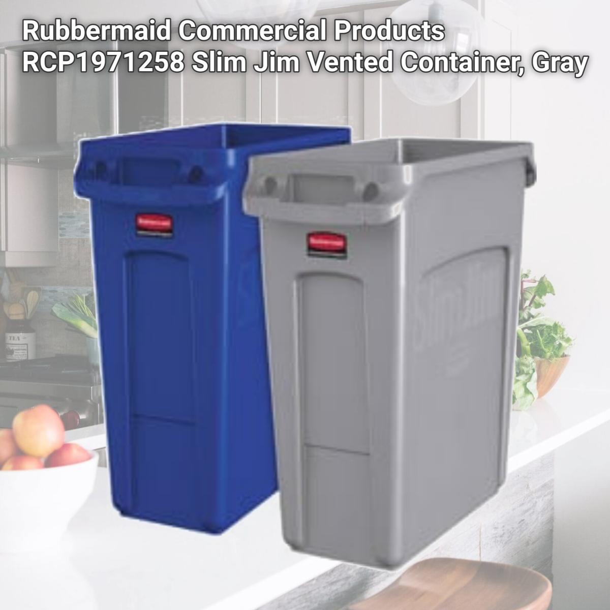 Picture of Rubbermaid Commercial Products RCP1971258 Slim Jim Vented Container, Gray