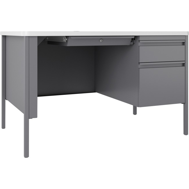 Llr66940 Fortress Steel Teachers Desk, Platinum & White - 48 X 30 X 29.5 In.