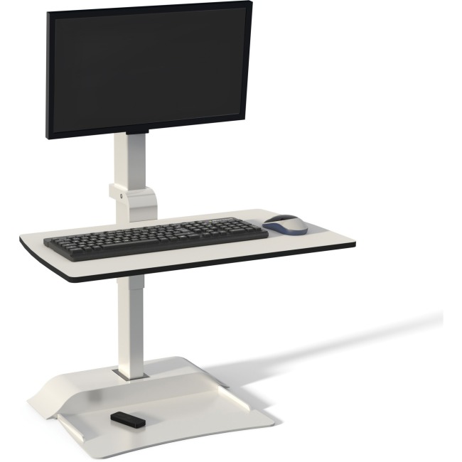 Safco Saf2192wh Electric Desktop Sit-stand Desk Riser With Arm, White - 22 X 27.75 X 18.5 In.
