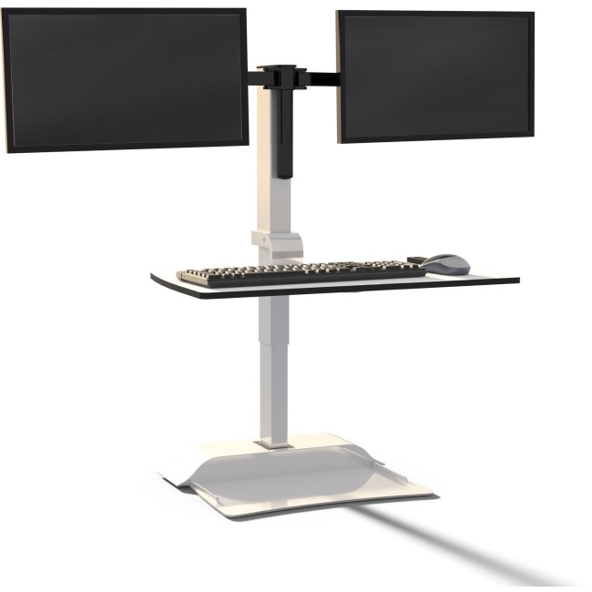 Safco Saf2193wh Electric Desktop Sit-stand Desk Riser With 2 Arm, White - 22 X 27.75 X 18.5 In.