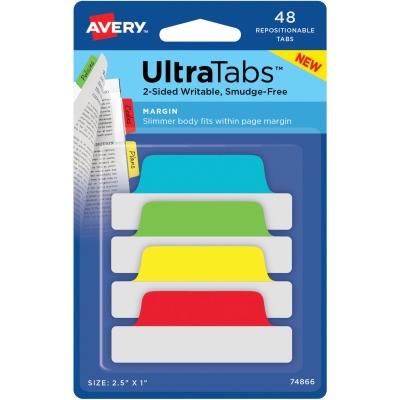 Ave74866 Ultratabs Repositionable Margin Tabs - Assorted Color