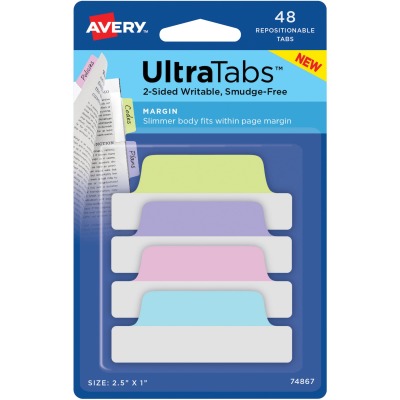 Ave74867 Ultratabs Repositionable Margin Tabs - Pastel