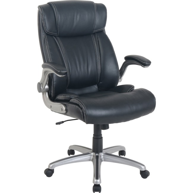Llr81803 Soho Flip Armrest High-back Leather Chair, Black