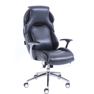 Llr49509 Executive High-back Leather Chair, Black