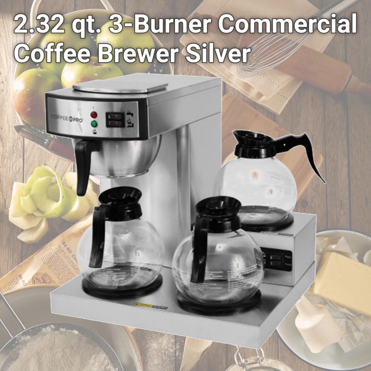 Picture of Coffee Pro CFPCPRLG 2.32 qt. 3-Burner Commercial Coffee Brewer, Silver