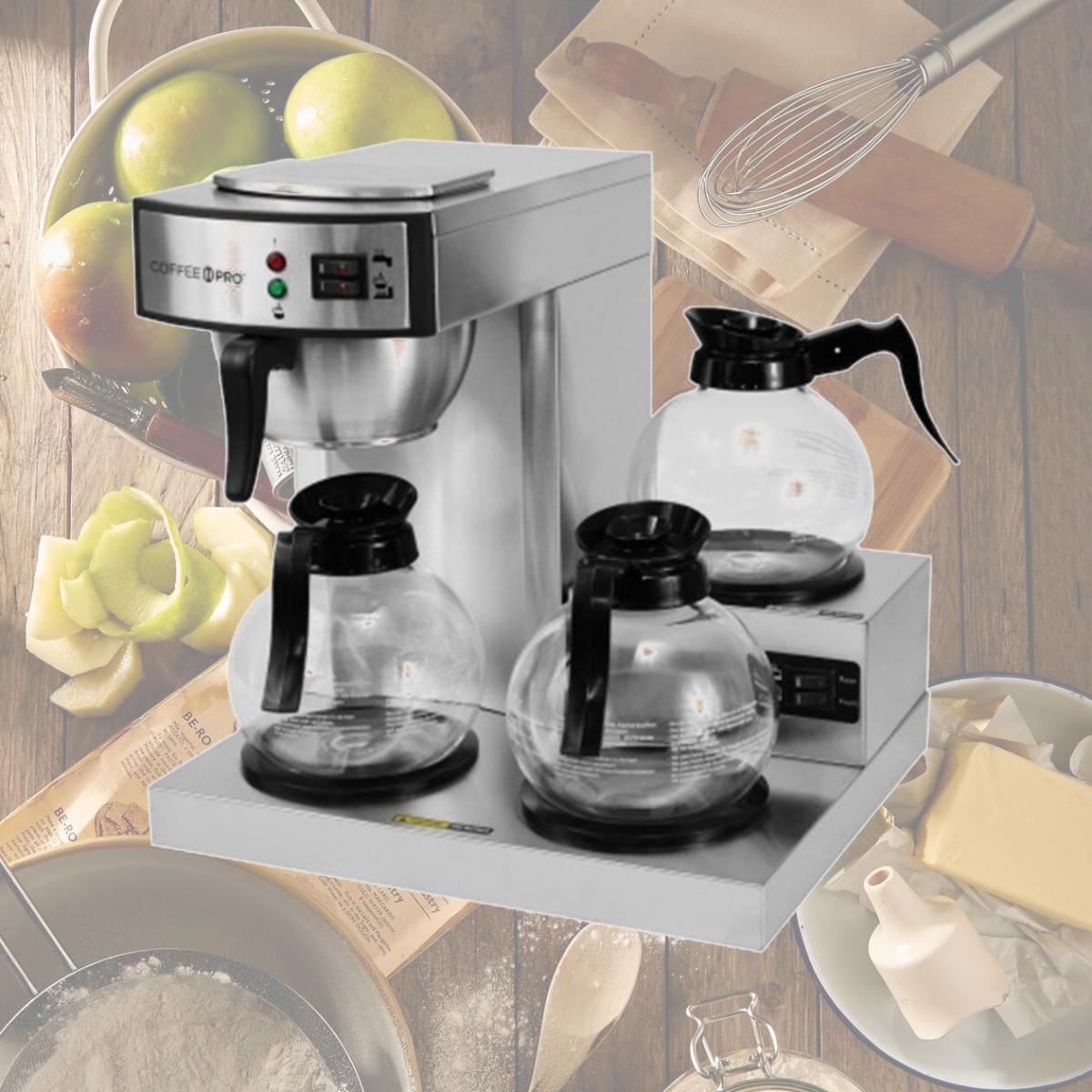 Picture of Coffee Pro CFPCPRLG 2.32 qt. 3-Burner Commercial Coffee Brewer, Silver