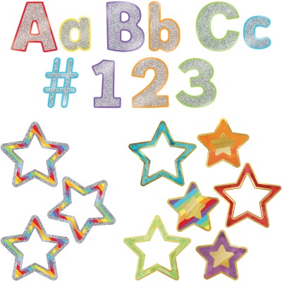 Carson-dellosa Cdp145104 Sparkle & Shine Ez Letter Colorful Cutout Set, Multicolor