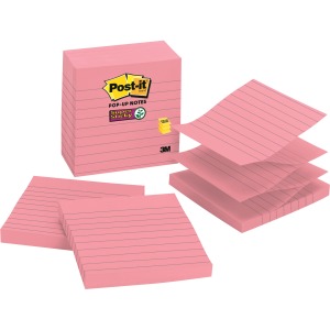 Mmmr440npss Sticky Note Super Sticky Pop-up Lined Notes Refills, Neon Pink