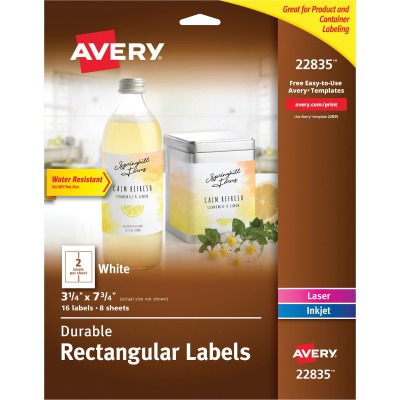 Ave22835 3.25 X 7.5 In. Durable Water-resistant Labels, White