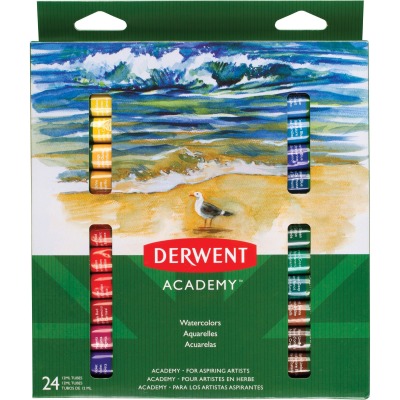 Mea98222 Derwent Academy 24 Watercolor Paint Tubes, Assorted Color
